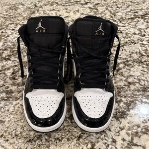 Nike Air Jordan Black White, Silver and Gold Sneakers